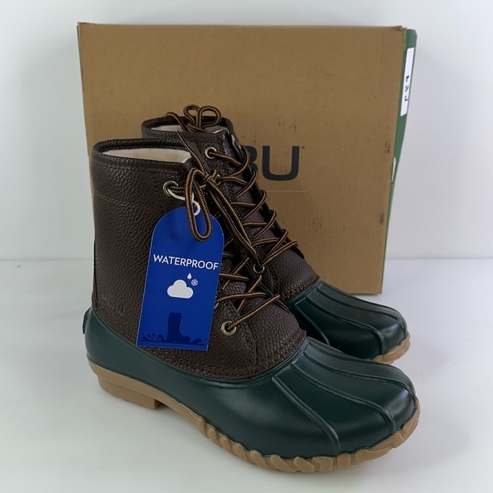 JBU Men's Maine Waterproof Duck Boot Dark Brown Green Shoes